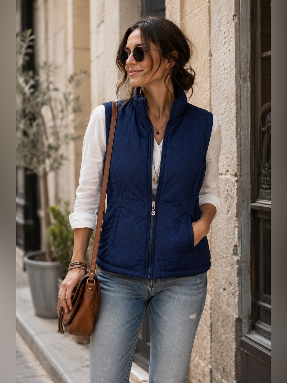 Desigual Nivi Quilted Puffer Jacket Navy Blue Sleeveless Quilted Vest Size Small